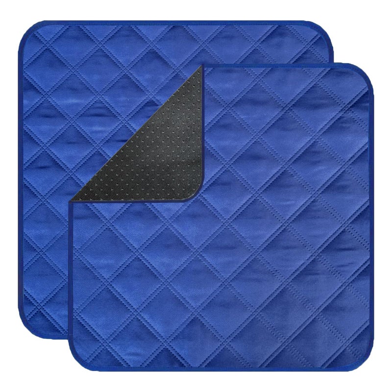 GRUENERDE Waterproof Washable Seat Protector Pads Reusable Pee Pads for Adults Non-Slip Incontinence Chair Pads for Senior &Toddlers 22"X21" Dark Blue 2Pcs - Image 1
